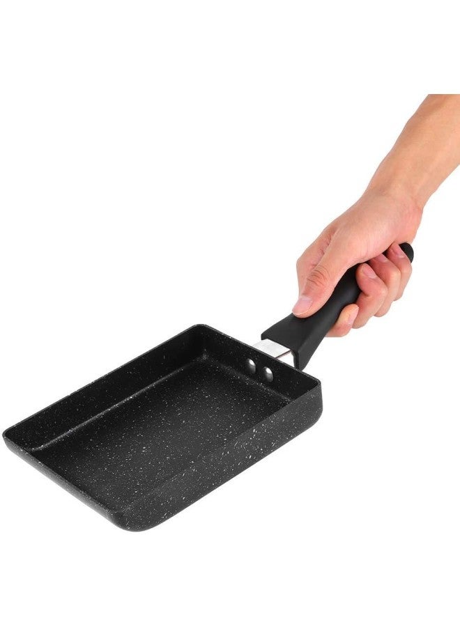 silvercnc Japanese Tamagoyaki Omelette Pan Non Stick Frying Pan Aluminum Alloy Egg Pan Black Rectangle Mini Frying Pan for Gas Cookers, 13.8x5.3inch  - Image 3