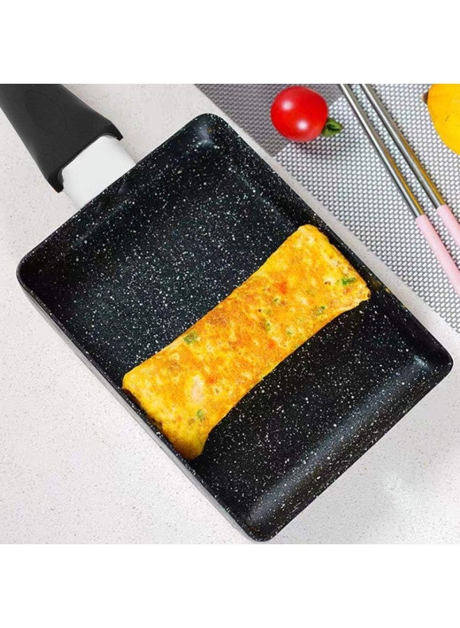 silvercnc Japanese Tamagoyaki Omelette Pan Non Stick Frying Pan Aluminum Alloy Egg Pan Black Rectangle Mini Frying Pan for Gas Cookers, 13.8x5.3inch  - Image 2
