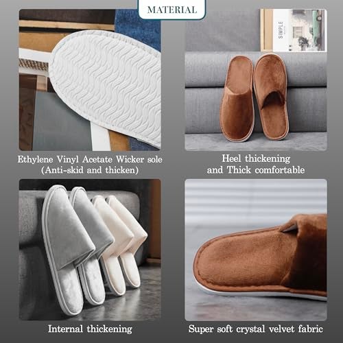 OSTADARRA 6 Pairs Spa Slippers,Three Sizes Non Slip Disposable Slippers For Guest, Washable Reusable, Which Can Be Used As Women Men, House, Indoor, Bathroom, Bedroom, Hotel, Bride Slippers - Image 4