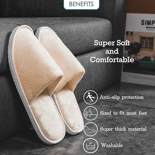 OSTADARRA 6 Pairs Spa Slippers,Three Sizes Non Slip Disposable Slippers For Guest, Washable Reusable, Which Can Be Used As Women Men, House, Indoor, Bathroom, Bedroom, Hotel, Bride Slippers - Image 5