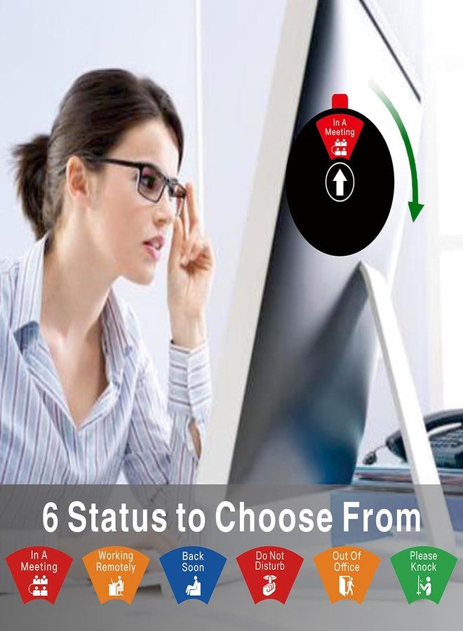 Beiyier Office Privacy Door Sign 6 Options, Do Not Disturb/Please Knock/Out of Office/In A Meeting/Back Soon/Working Remotely, Inform the Exact Status of Conference Room (6 Inch, Black) - Image 5