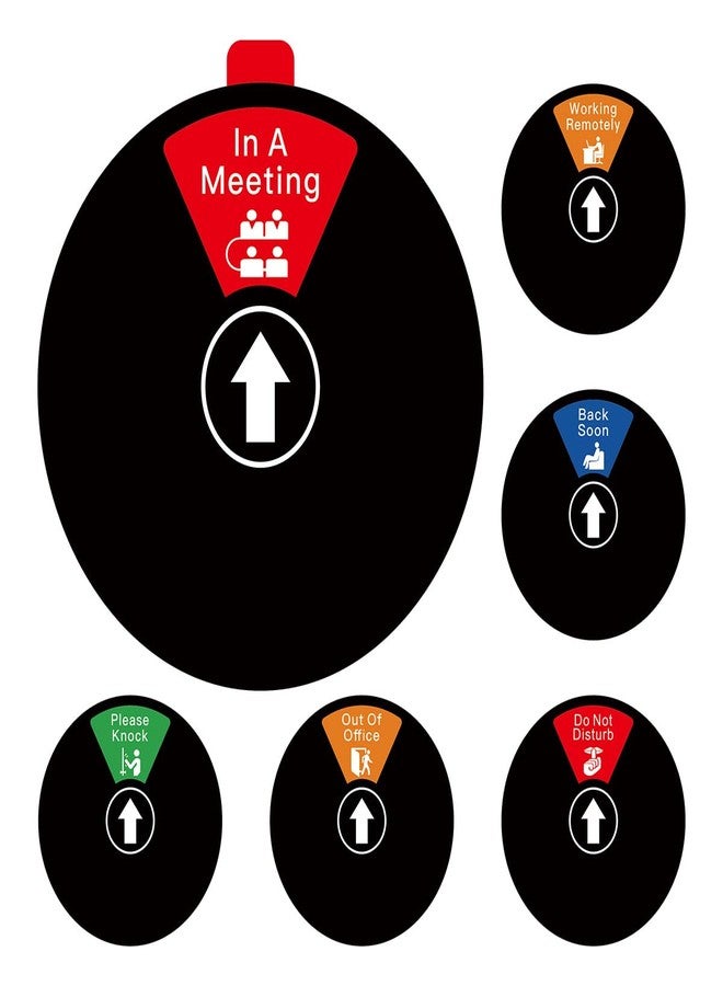 Beiyier Office Privacy Door Sign 6 Options, Do Not Disturb/Please Knock/Out of Office/In A Meeting/Back Soon/Working Remotely, Inform the Exact Status of Conference Room (6 Inch, Black) - Image 1