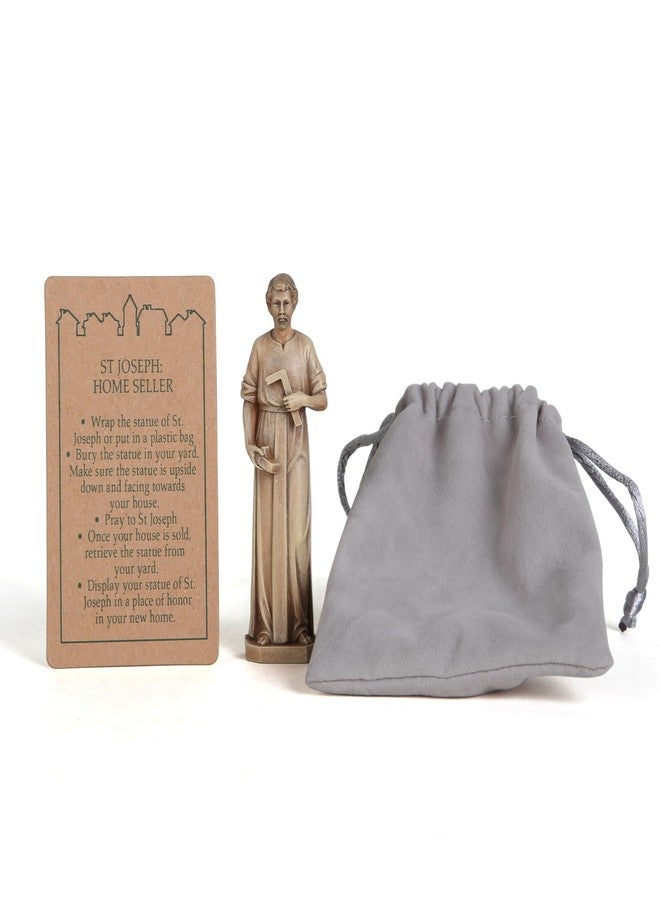 BC BUILDCLASSIC BC Catholic St. Joseph Statue for Selling Homes, Patron Saint Figure, Home Seller Kit with Instruction Card, with Burial Bag, 3.5inches H, Handpainted by Buildclassic - Image 1