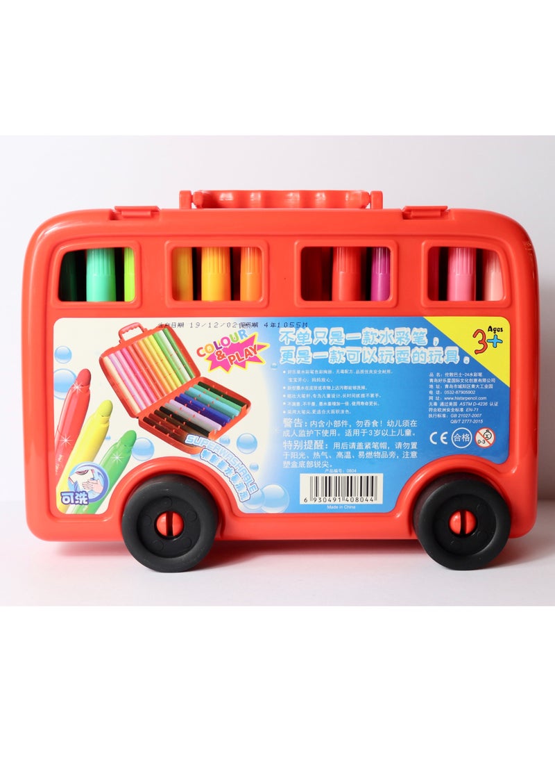24-Color Car-Shaped Watercolors for Kids - Toy and Coloring in One - Image 1
