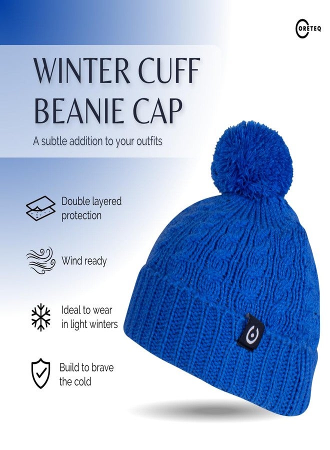 Coreteq Kids Soft Wool Winter Beanie Cap with Pom - Soft, Cozy & Warm Garam Topi - Stylish Woollen Winter Wear Cap for Girls & Boys - Acrylic Wool, Kids, 4-10 Years, Lavender - Image 3