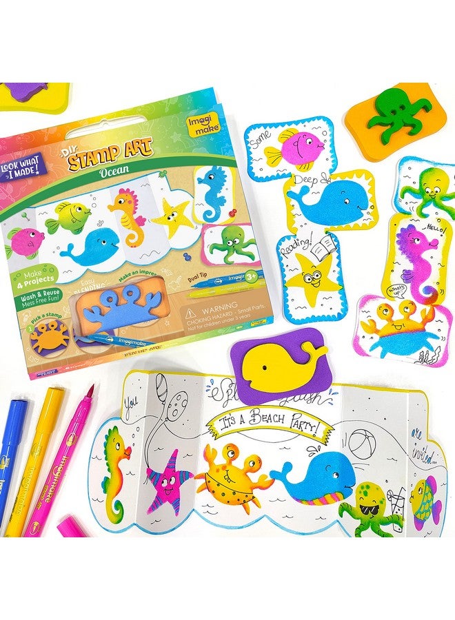 إيماجيميك مجموعة تلوين وختم المحيط من Stamp Art للبنات والأولاد من سن 3 سنوات فما فوق، متعددة الألوان - Image 1