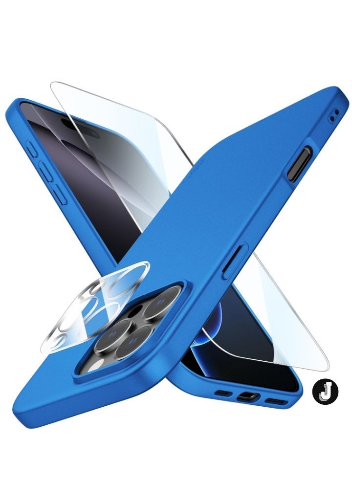 JAJEEK "iPhone 16 Pro Max Blue Case – Ultra-Thin Matte Cover with Camera Lens and Screen Protectors, Soft Touch Anti-Scratch Shockproof Slim Design" - Image 1