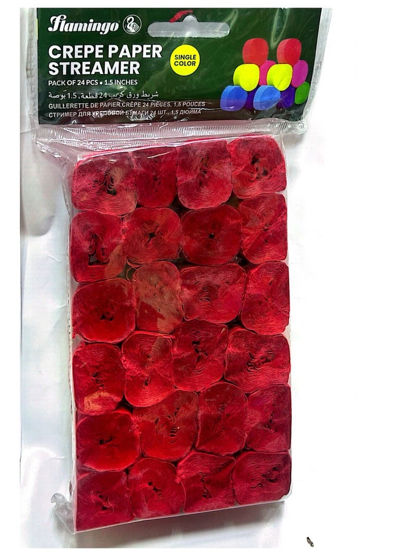 كريب ورق غاسل لون واحد 1.5 بوصة لون أحمر عبوة من 24 قطعة - Image 1