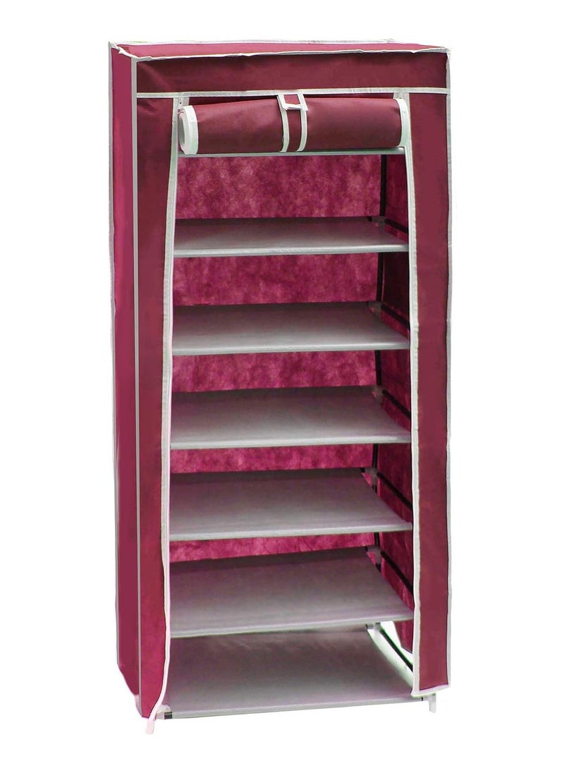 Generic 7 Layer Shoe Organizer, Maroon  - Image 2