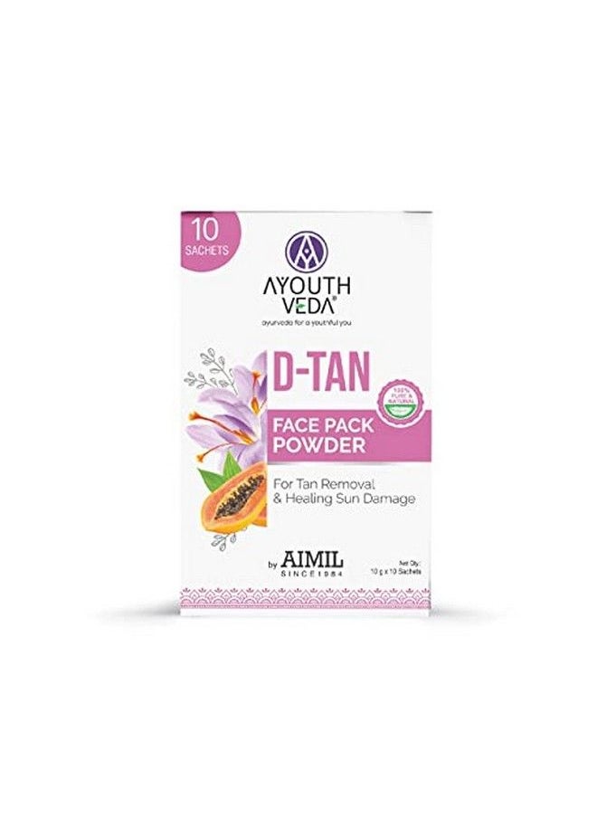 AYOUTHVEDA Dtan Face Pack Powder For Tan Sun Damage Oil Control Acne Pimples Anti Blemishes Pigmentation Tanning & Tanning & Brightening [10 Sachets (10G Each)] (Pack Of 1)  - Image 2