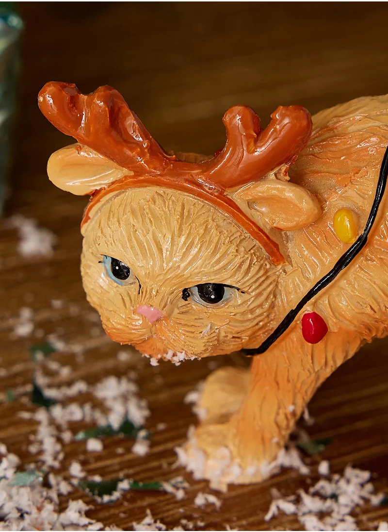 Typo Space Resin Christmas Ornament Cat Hanging In Lights