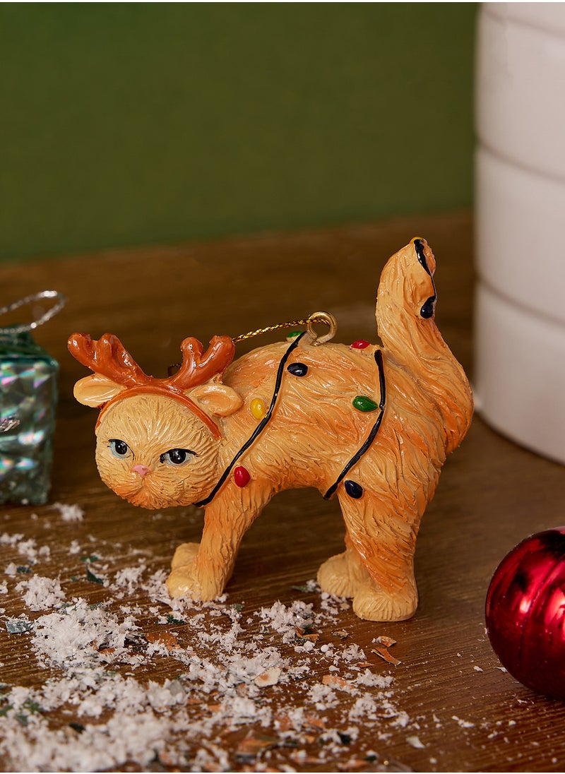 Typo Space Resin Christmas Ornament Cat Hanging In Lights  - Image 2