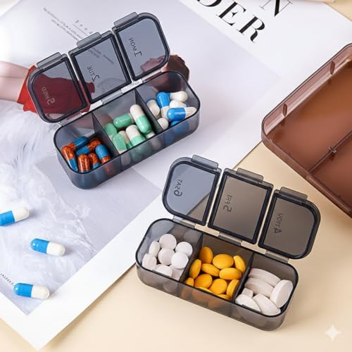 AccuPrints Sumiko Weekly Daily Pill Medicine Organizer Box | 7-Days Travel Medicine Case Pouch with Secure Flip Lids | Portable Vitamins & Tablets Storage for Daily Use Travel & Gifts (Dark Green) - Image 5