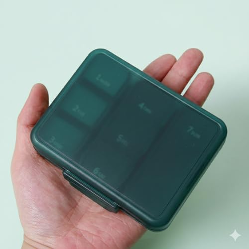 AccuPrints Sumiko Weekly Daily Pill Medicine Organizer Box | 7-Days Travel Medicine Case Pouch with Secure Flip Lids | Portable Vitamins & Tablets Storage for Daily Use Travel & Gifts (Dark Green) - Image 4