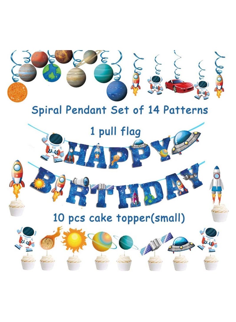 SYOSI Outer Space Birthday Party Decoration Set Balloons Banner Supplies Astronaut Space Ship for Boys Men Kids Happy Birthday Balloons for Party Decor Suit for Baby Kids Boys Birthday Party Decorations - Image 3