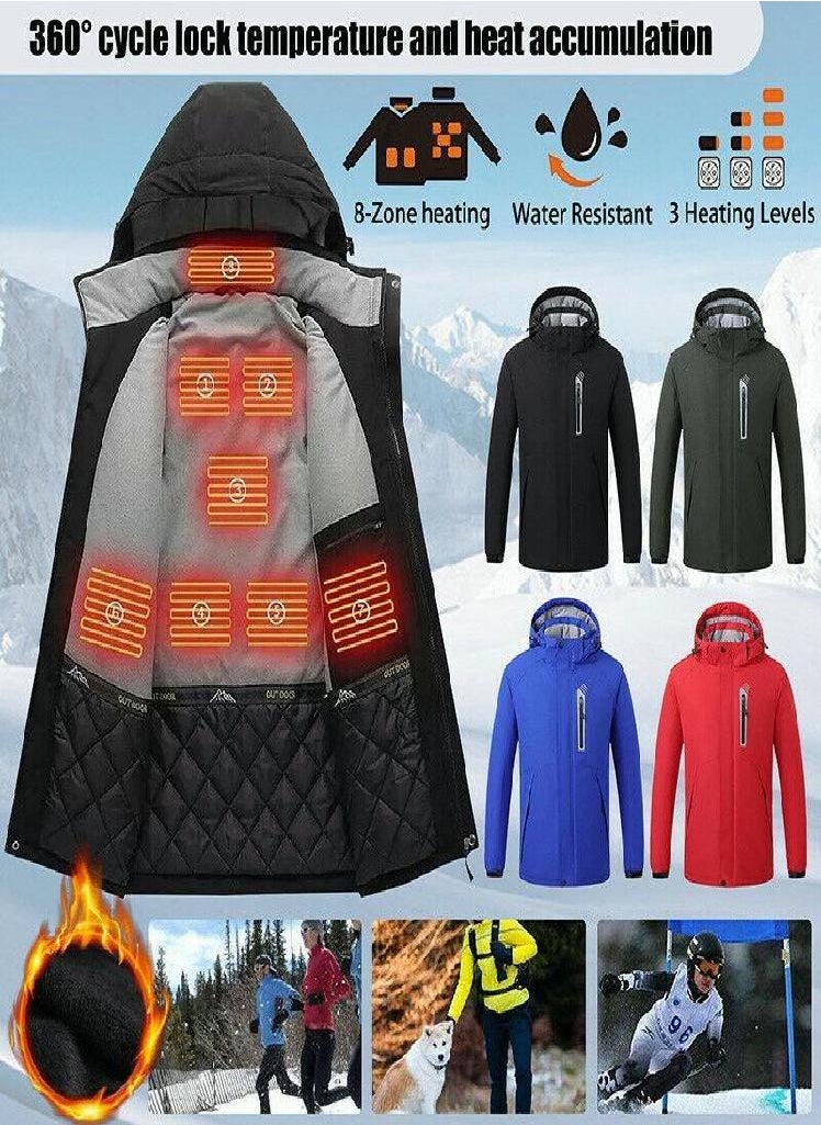 Eckek - 8 Areas Heating Jacket USB Electric Winter Outdoor Waterproof Coat Warm Heated Coat - Image 1