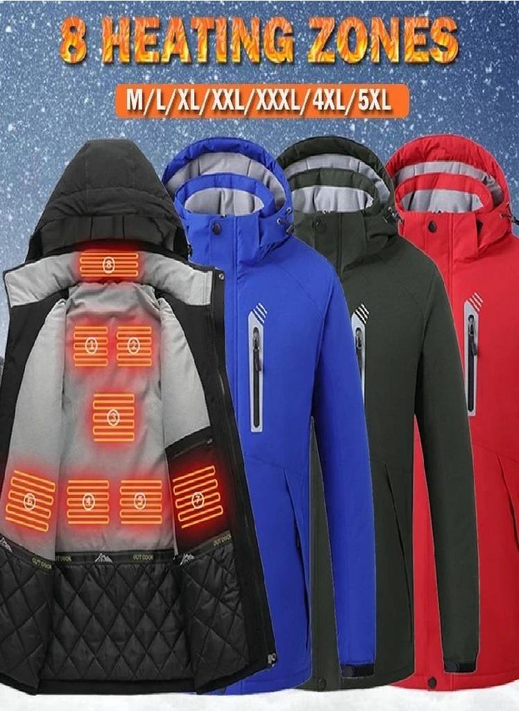 Eckek - 8 Areas Heating Jacket USB Electric Winter Outdoor Waterproof Coat Warm Heated Coat - Image 1