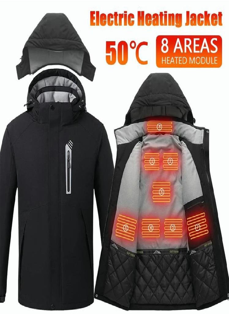 Eckek - 8 Areas Heating Jacket USB Electric Winter Outdoor Waterproof Coat Warm Heated Coat - Image 1
