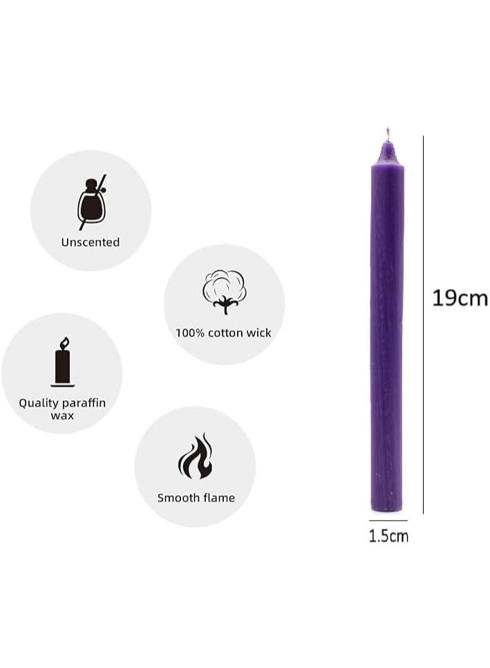 Plain Purple Candles Unscented Straight Tall Dinner Table Long Thin Ideal for Home Decoration Wedding Party Decor (Pack of 10 – 1.5x19cm) - Image 2