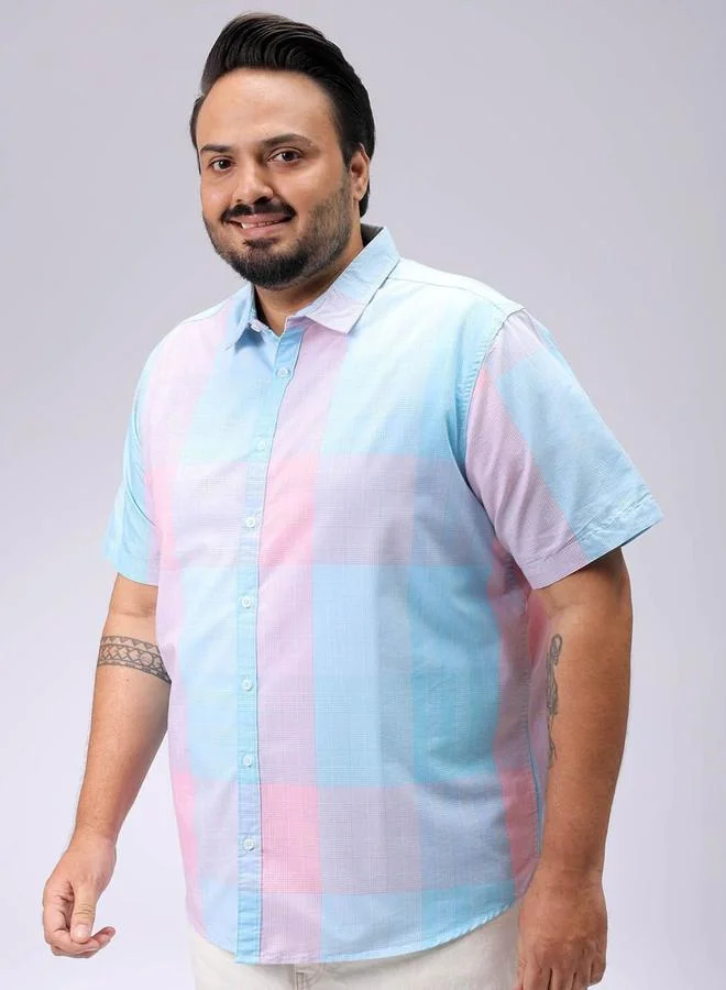 Take Two Plus Men Blue Regular Fit Checkered Casual Shirt By HardSoda