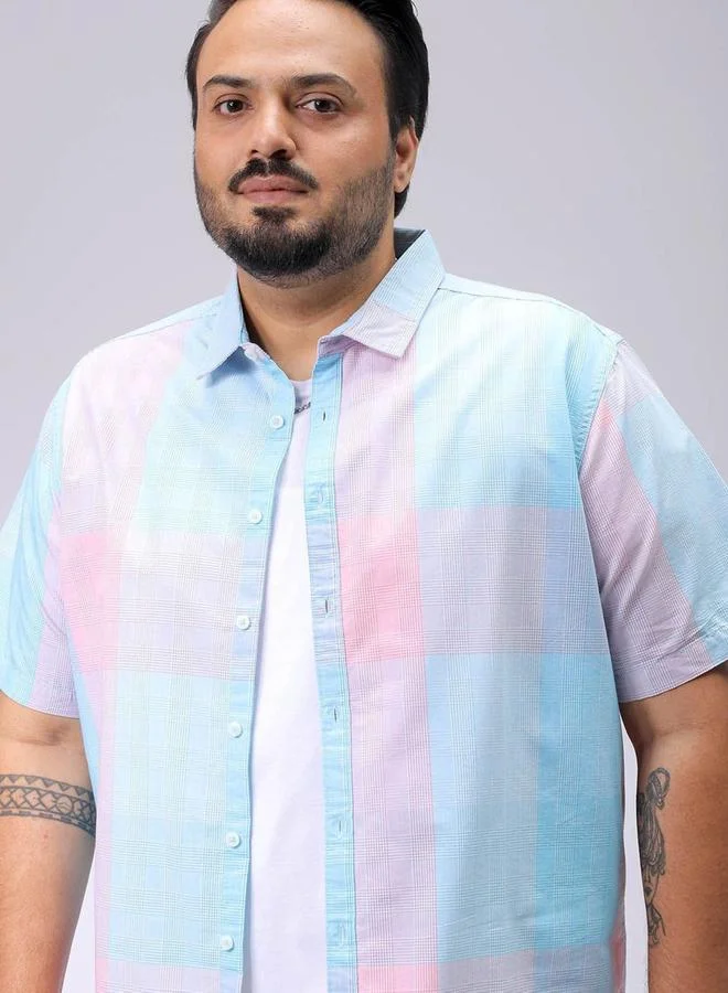 Take Two Plus Men Blue Regular Fit Checkered Casual Shirt By HardSoda