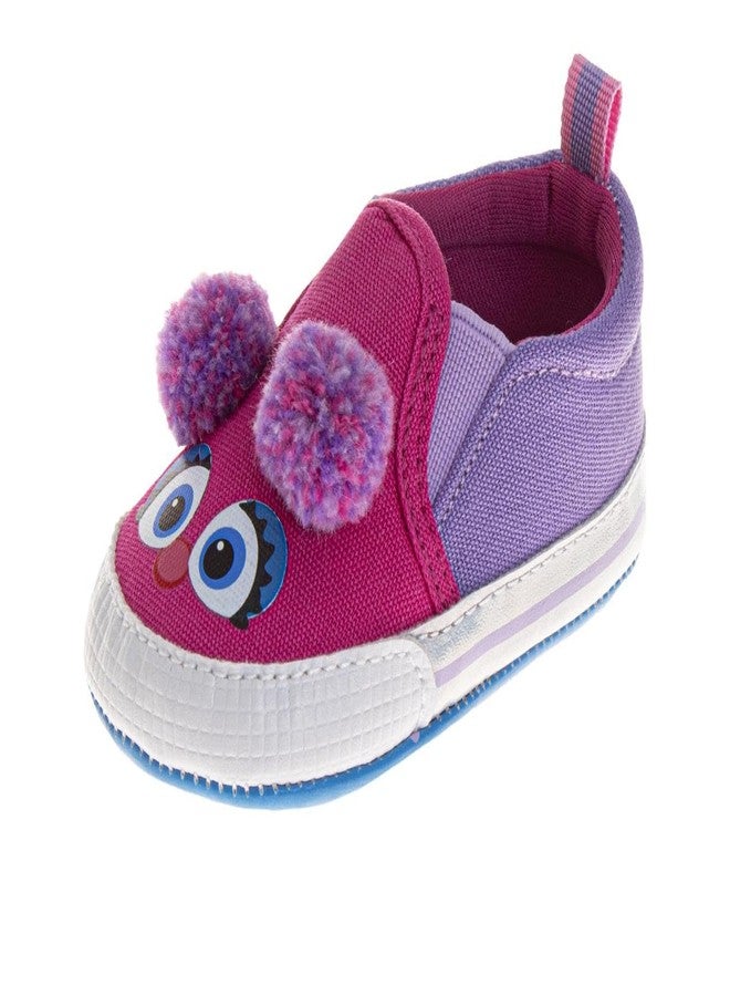 Sesame Street Infant Shoes Cookie Monster, Elmo & Abby First Walker Sneakers Canvas Shoes for Baby Boys and Girls (Size 2-4 Infant), Pink, 4 Infant