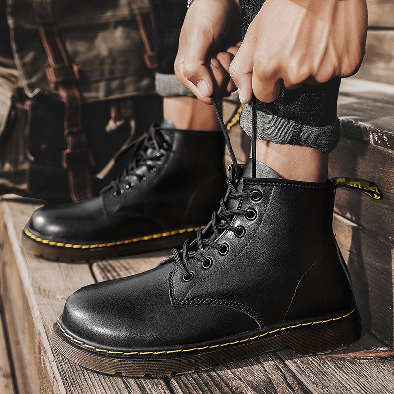 668 New European Station Couple Boots British Retro Style High-Top Work Shoes Cowhide Round-Toe Men'S And Women'S Leather Boots - Image 3