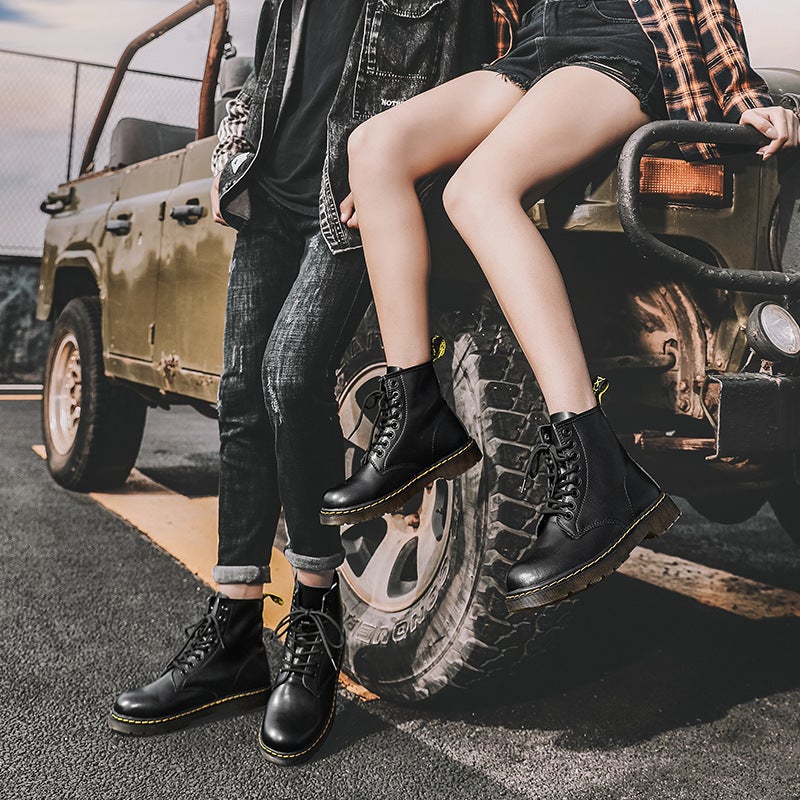 668 New European Station Couple Boots British Retro Style High-Top Work Shoes Cowhide Round-Toe Men'S And Women'S Leather Boots - Image 5