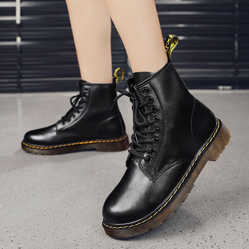 668 New European Station Couple Boots British Retro Style High-Top Work Shoes Cowhide Round-Toe Men'S And Women'S Leather Boots - Image 4