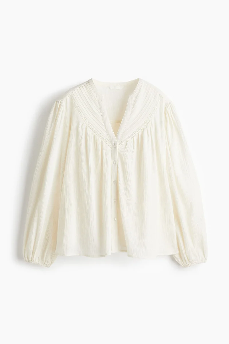 H&M Crinkled linen-blend blouse