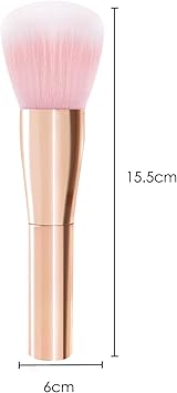 TRIXES فرشاة بودرة تريكس بلشر بلشر احترافية لمنتجات التجميل فرشاة مكياج خلاط جمال تغطية كاملة خالية من العيوب للوجه والخدين وخط الفك باللون الوردي الذهبي - Image 3