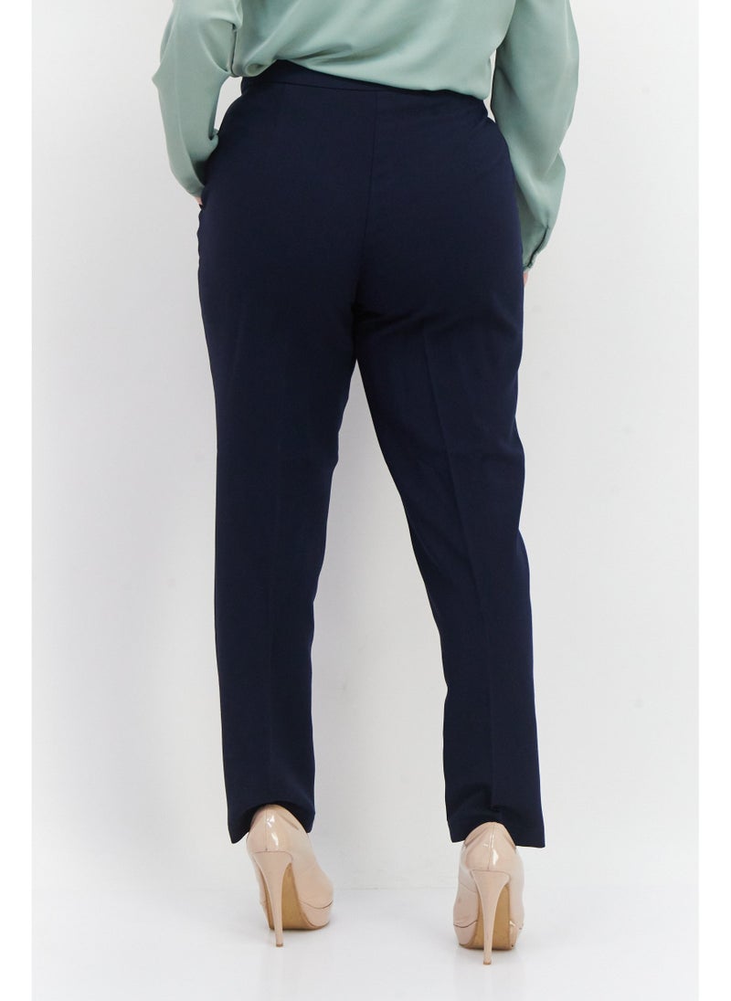 French Connection Women Wide Leg Plain Palazzo Pants, Navy  - Image 5