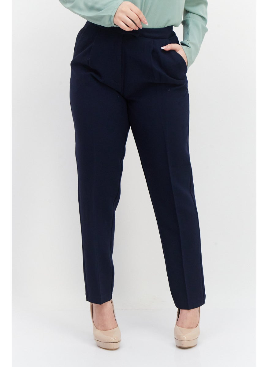 French Connection Women Wide Leg Plain Palazzo Pants, Navy  - Image 1