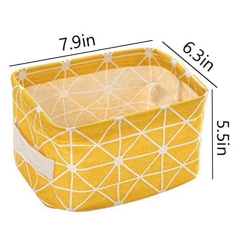 Minitul Pack of 6 Foldable Multipurpose Storage Box Small Canvas Fabric Organizer Baskets for Organizing Multi Purpose Storage Organizer Box with Handles Boxes for Storage in Wardrobe Multi Design - Image 4