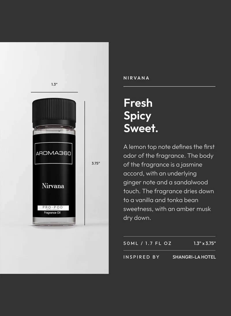 AROMA360 Nirvana Pro-Pod Oil Blend - Hotel Inspired for Luxury Essential Oil Diffusers - Aromatherapy Scent Diffuser Oil - Jasmine, Ginger, and Vanilla