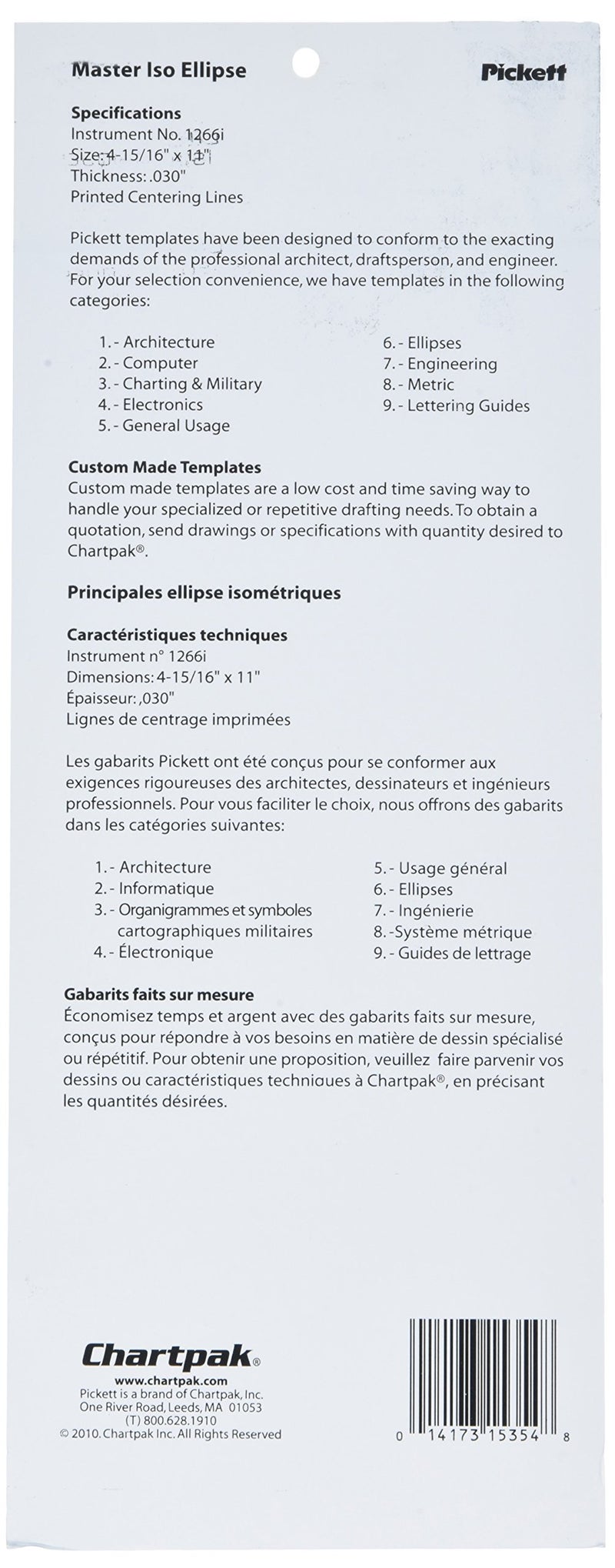 Pickett Master Isometric Ellipse Template (1266I) - Image 2