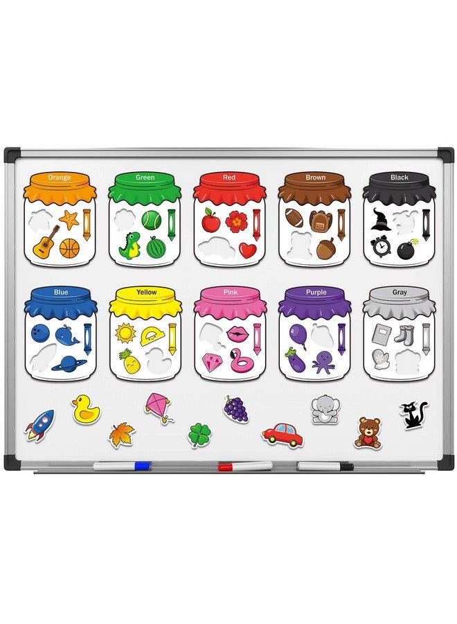 زنون مجموعة فرز مغناطيسية مكونة من 10 قطع للتعرف على الألوان، مغناطيس تعليمي ملون للأطفال الصغار، مغناطيس للثلاجة والسبورة البيضاء، للأطفال فوق سن 3 سنوات - Image 1