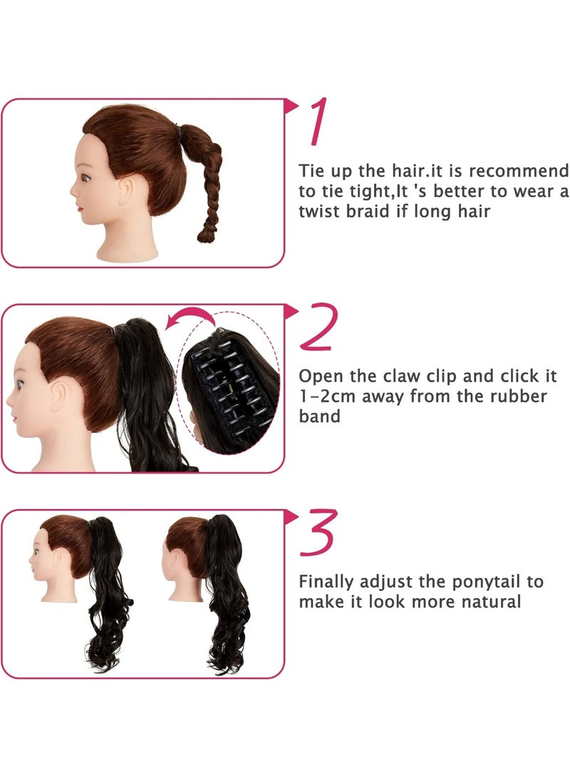 Long Short Claw Ponytail Hair Extension - Dark Brown, 18in - Image 3