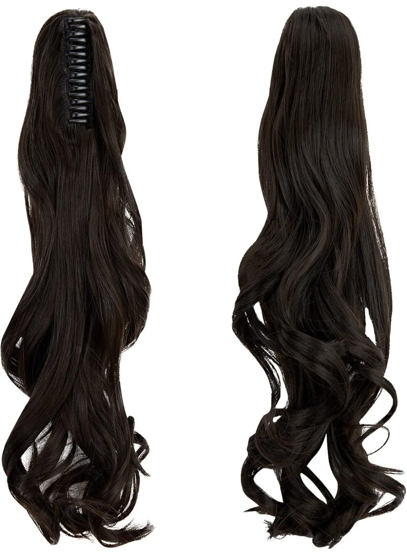 Long Short Claw Ponytail Hair Extension - Dark Brown, 18in - Image 4