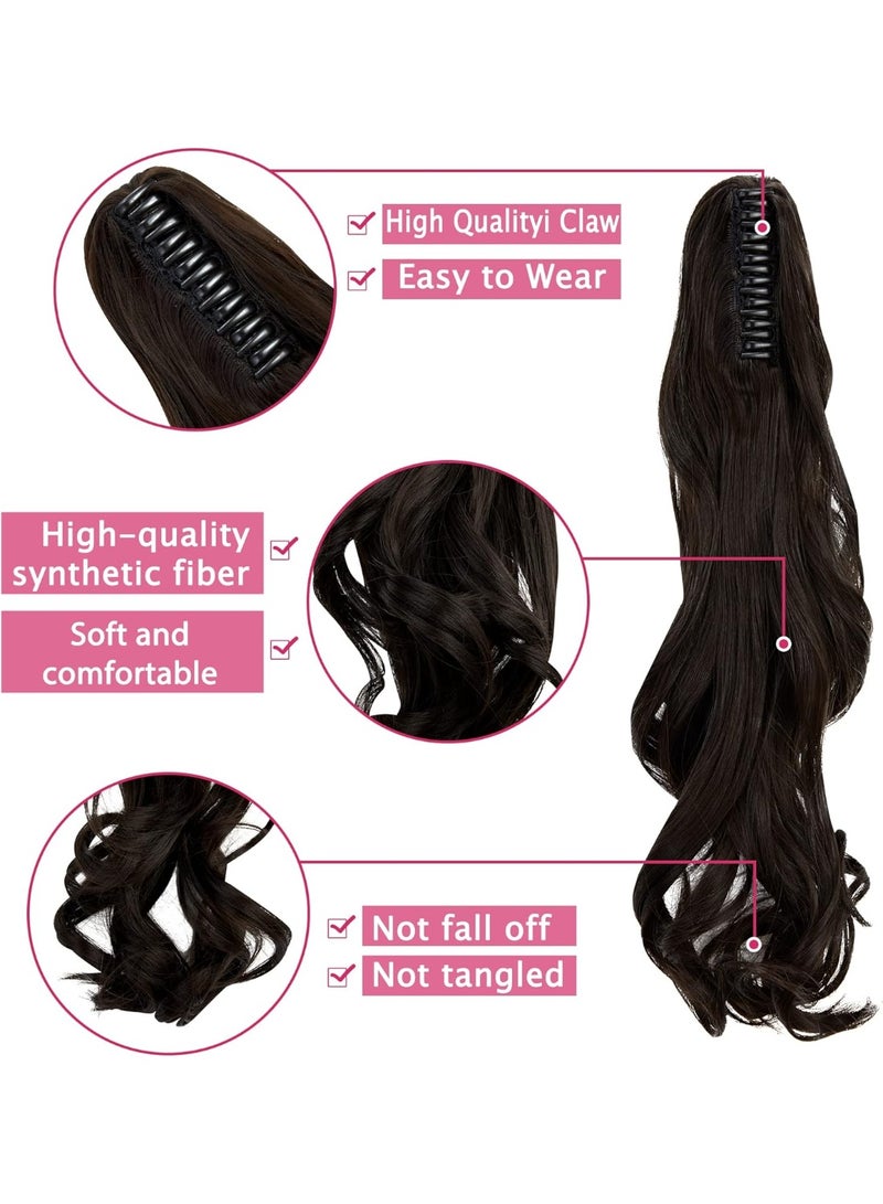 Long Short Claw Ponytail Hair Extension - Dark Brown, 18in - Image 5