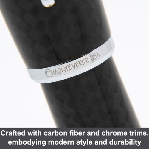 Monteverde USA Super Mega Carbon Fiber Ballpoint Pen Chrome Trim Durable Carbon Fiber Body Smooth Writing ParkerStyle Refillable Pen Substantial and Stylish - Image 3