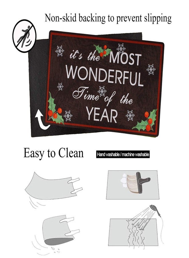 E-view Decorative Indoor/Outdoor Rubber Back Entry Way Doormat for Patio, Front Door, All Weather Exterior Doors Christmas Holiday Doormat (Color-Wonderful Time) - Image 5