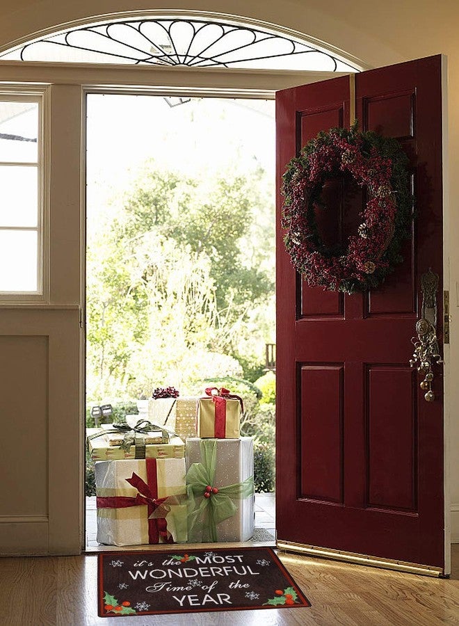 E-view Decorative Indoor/Outdoor Rubber Back Entry Way Doormat for Patio, Front Door, All Weather Exterior Doors Christmas Holiday Doormat (Color-Wonderful Time) - Image 4
