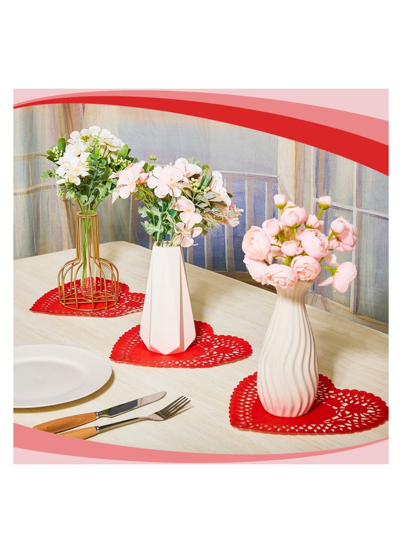 SYOSI Pack of 200 8 Inch Heart Shaped Doilies Lace Trimmed Heart Paper Doilies Red Disposable Heart Doilies for Birthday Wedding Cakes Desserts Tableware Food Decoration  - Image 4
