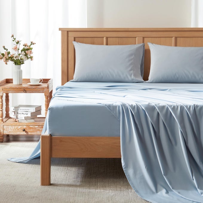 QUEEN COOLING SHEETS MOISTURE WICKING COOLMAX SHEETS SOFT COLORFAST SHEET SET COOLING BED SHEETS FOR HOT SLEEPERS ELASTIC DEEP POCKET FITS UP TO 16 MATTRESS QUEEN BLUE 4 PIECE