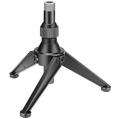 Neewer Foldable Iron Mini Desktop Microphone Tripod Stand Adjustable Height 4975 inches12519 centimeters for Lectures Podcasts Online Chat Meeting Screencasts and More NW050 - Image 1