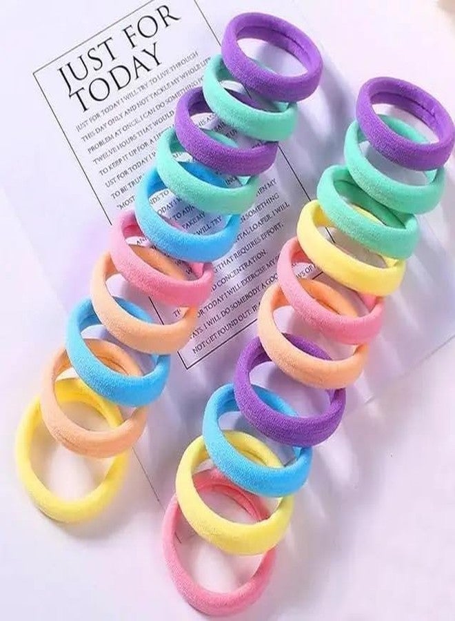Mluffy Toddler Kids Elastic Rubber Not Hurt Hair Bands Cotton Elastic Delight Hair Ponytail Holder for Women's (Multicolor) (Pack Of 50) - Image 2