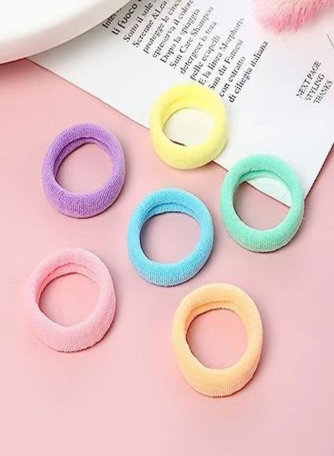 Mluffy Toddler Kids Elastic Rubber Not Hurt Hair Bands Cotton Elastic Delight Hair Ponytail Holder for Women's (Multicolor) (Pack Of 50) - Image 4