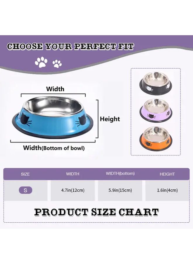 Red Stainless Steel Cat Bowls 2pcs Non Slip Base Easy Clean Pet Food Water Dishes - Image 3