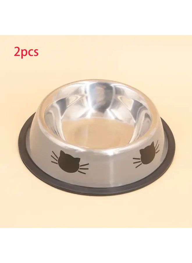 Red Stainless Steel Cat Bowls 2pcs Non Slip Base Easy Clean Pet Food Water Dishes - Image 5